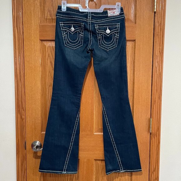 True Religion Denim - TRUE RELIGION JOEY BIG T TWISTED Women's 28 Bootcut Blue Denim Jeans Flap Pocket